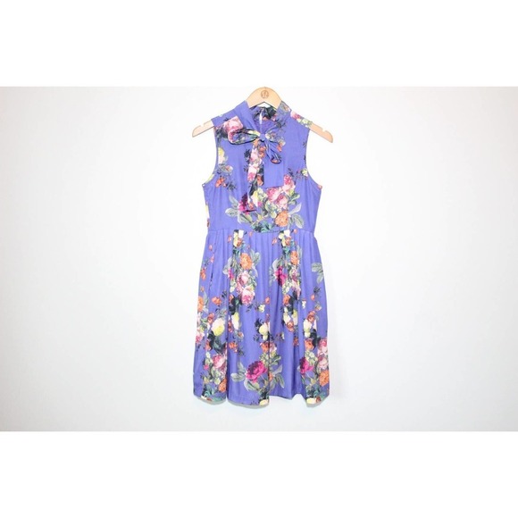 ✨2/$20 ModCloth Bea & Dot Floral Fit Flare Dress Lay of the Landscape XS H14784 - Picture 2 of 11